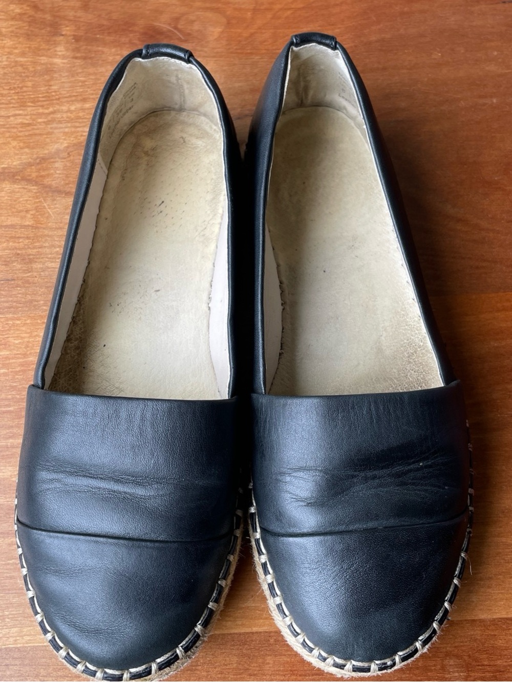 ALDO Leather Espadrille Flat/Loafer black leather size 6
